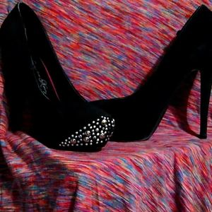 Penny Loves Kenny, Black Suede Studded Stiletto